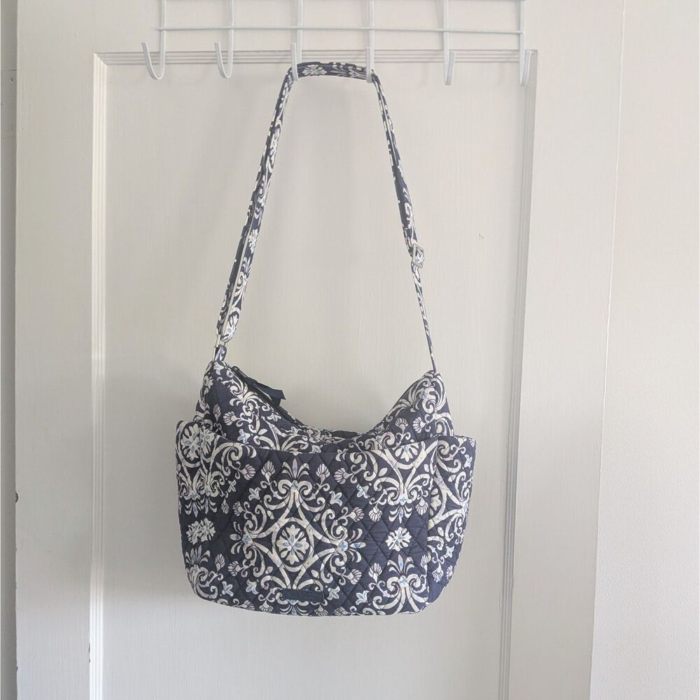 Vera Bradley Steel Blue Medalion Large Crossbody Bag Purse
